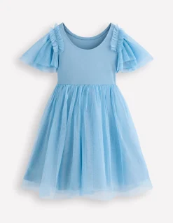 Robe en tulle à manches courtes avec logo