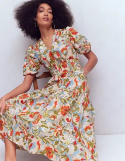 Robe Irene à manches bouffantes