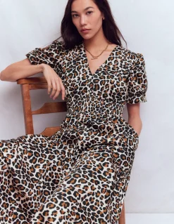 Robe Irene à manches bouffantes