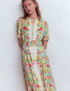 Robe Kate à ceinture et manches bouffantes