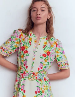 Robe Kate à ceinture et manches bouffantes