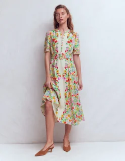 Robe Kate à ceinture et manches bouffantes