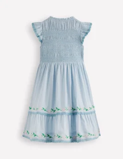 Robe midi à corsage froncé