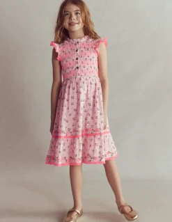 Robe midi à corsage froncé