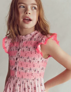 Robe midi à corsage froncé