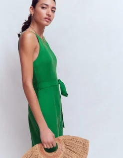 Robe midi à encolure américaine Rosa en lin