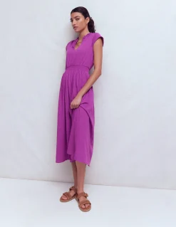 Robe midi Alba à smocks en jersey