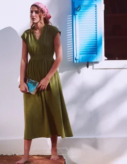 Robe midi Alba à smocks en jersey