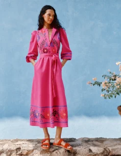 Robe midi Ava en lin mélangé