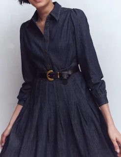Robe midi en jean à jupe plissée