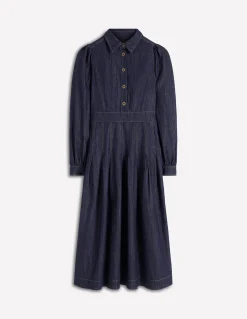 Robe midi en jean à jupe plissée