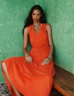 Robe midi Mia en jersey à col V