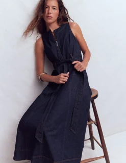 Robe sans manches zippée en jean