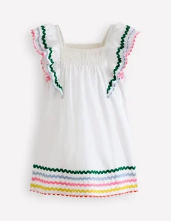 Robe tissée à manches virevoltantes