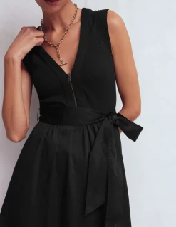 Robe zippée sur le devant en mélange de techniques