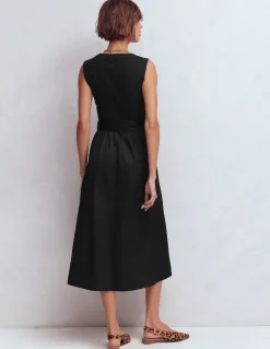 Robe zippée sur le devant en mélange de techniques