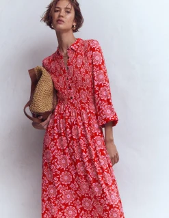 Robe-chemise à smocks en jersey