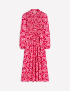 Robe-chemise à smocks en jersey