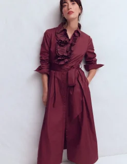 Robe-chemise plissée à volants