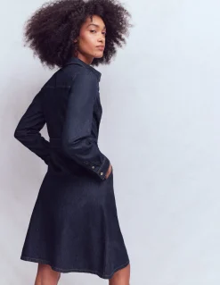 Robe-chemise virevoltante en jean