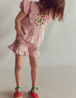 Short tissé à volants