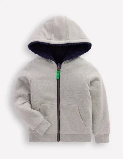 Sweat à capuche réversible en borg