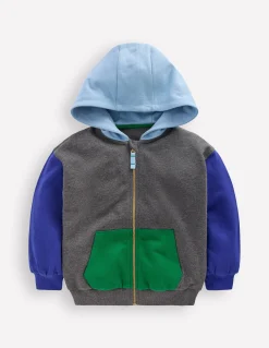 Sweat à capuche zippé colourblock