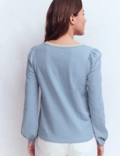 Top à col V métallisé