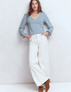 Top à col V métallisé