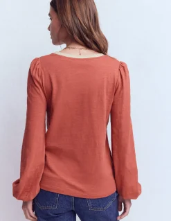 Top à col V métallisé