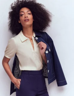 Top à manches courtes et col zippé