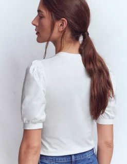 Top à manches courtes et col tunisien ouvert