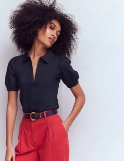 Top à manches courtes et col zippé