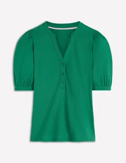 Top à manches courtes et col tunisien ouvert