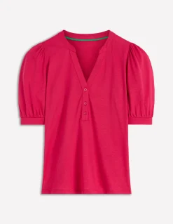 Top à manches courtes et col tunisien ouvert