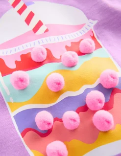 Top à manches courtes volantées et logo