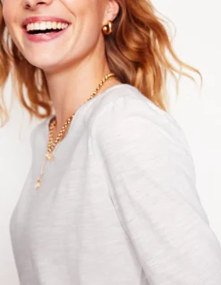 Top à manches longues et col rond en coton