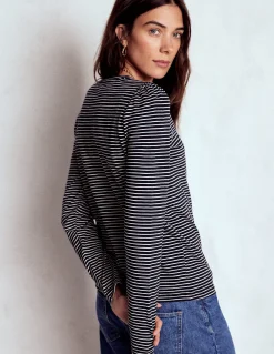 Top à manches longues et col rond en coton