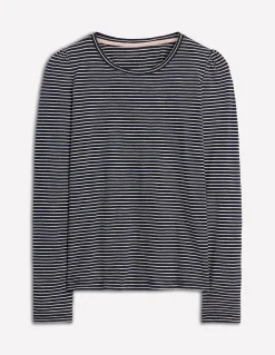 Top à manches longues et col rond en coton