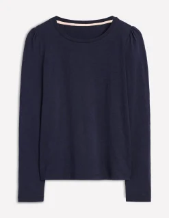 Top à manches longues et col rond en coton