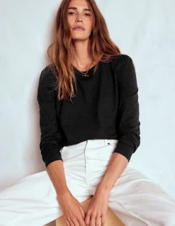 Top à manches longues et col rond en coton