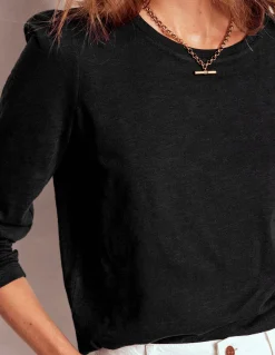 Top à manches longues et col rond en coton