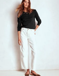 Top à manches longues et col rond en coton