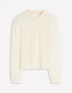 Top boutonné ultra-doux à smocks