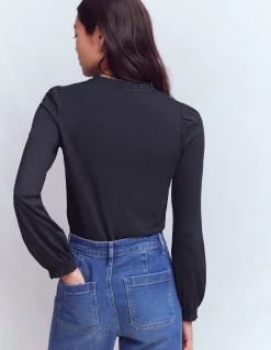 Top boutonné ultra-doux à smocks