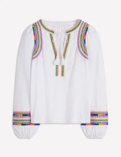 Top brodé à col cranté