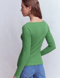 Top col tunisien côtelé