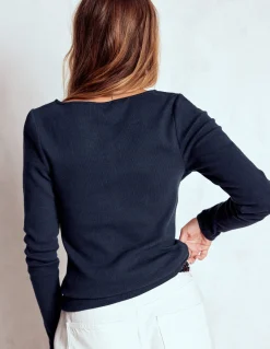 Top col tunisien côtelé