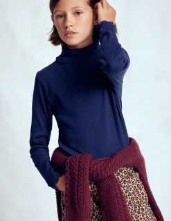 Top côtelé à col roulé