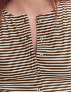 Top côtelé Evie à manches bouffantes